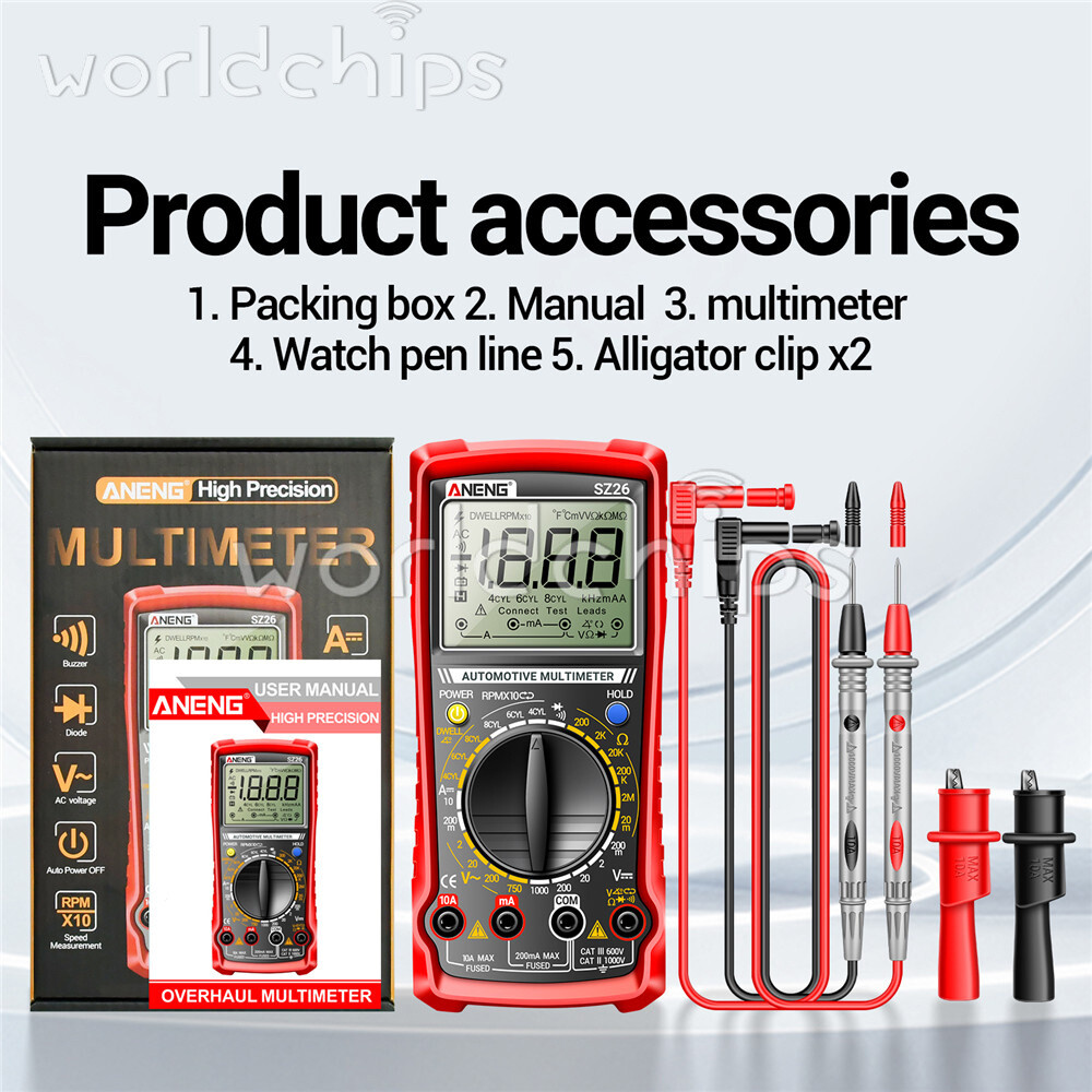 SZ26 Digital Multimeter 0-1000V 1999 Count AC/DC Car Overhaul Diode Resistance