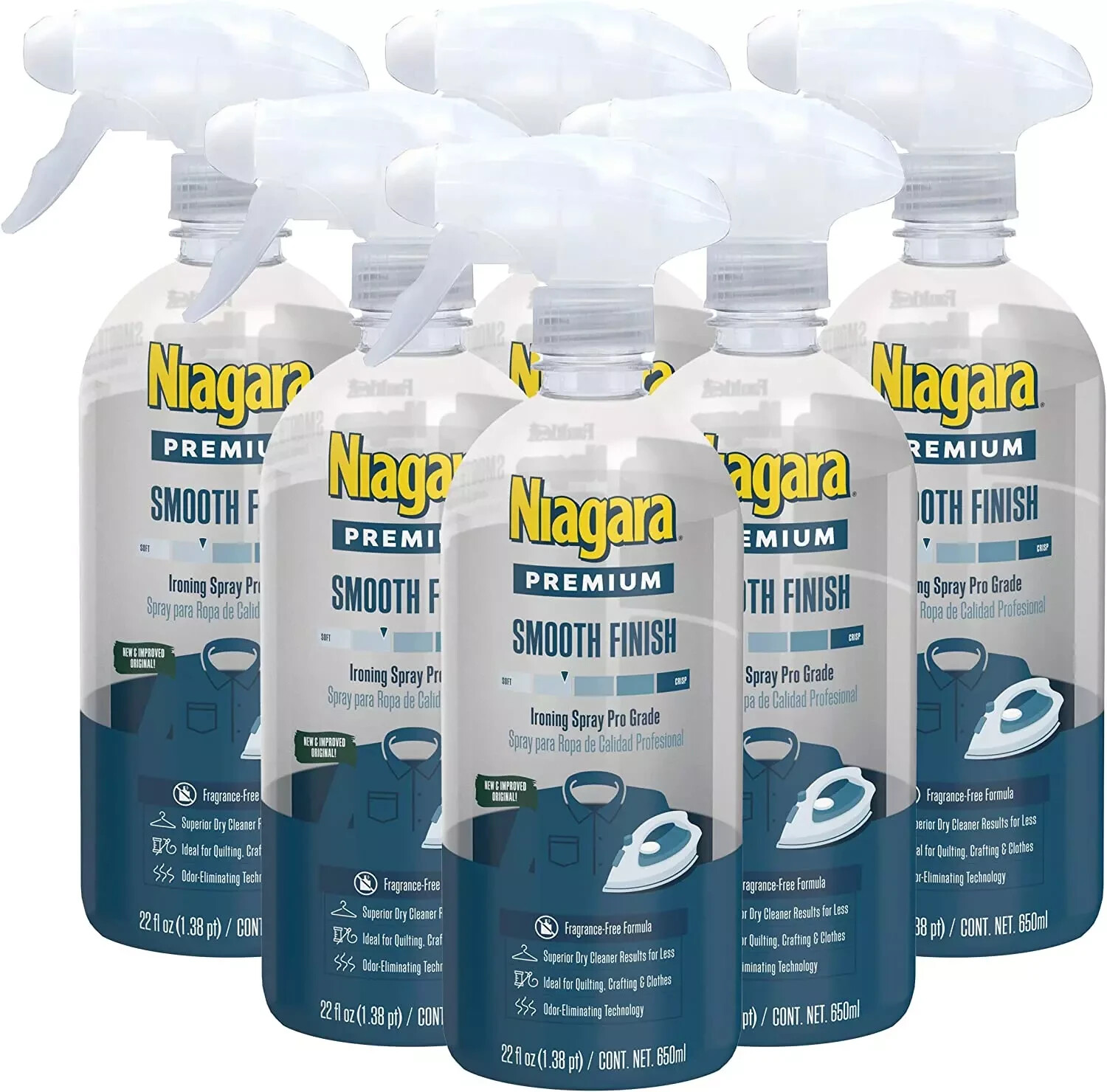 Niagara Spray Starch 22 Oz, Trigger Pump Liquid Starch for Ironing, Spray Bottle