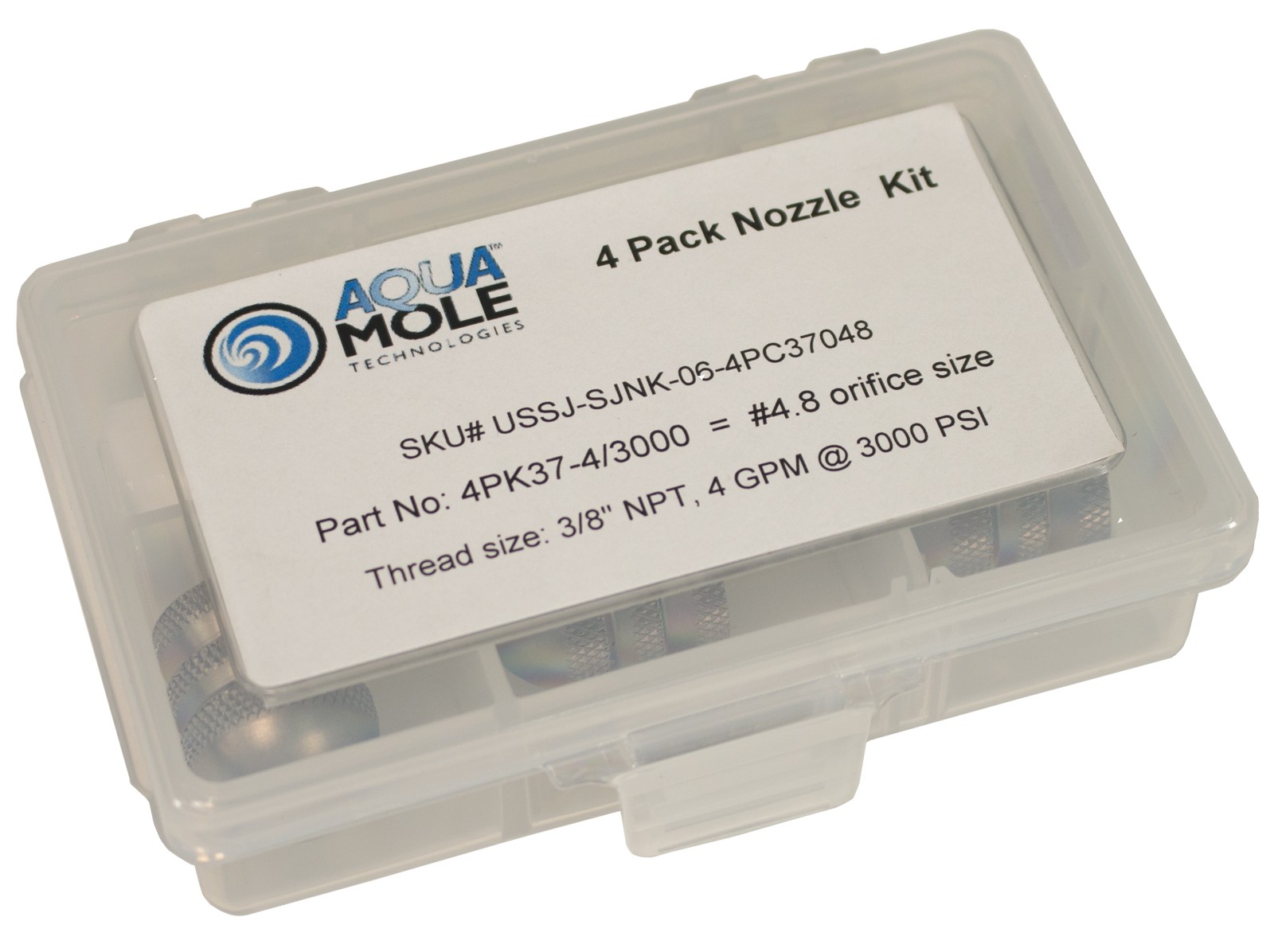 Aqua Mole (4) Pack 3/8″ NPT Button Nose Sewer Jetter Nozzle 3000 PSI 4.8 Orifice