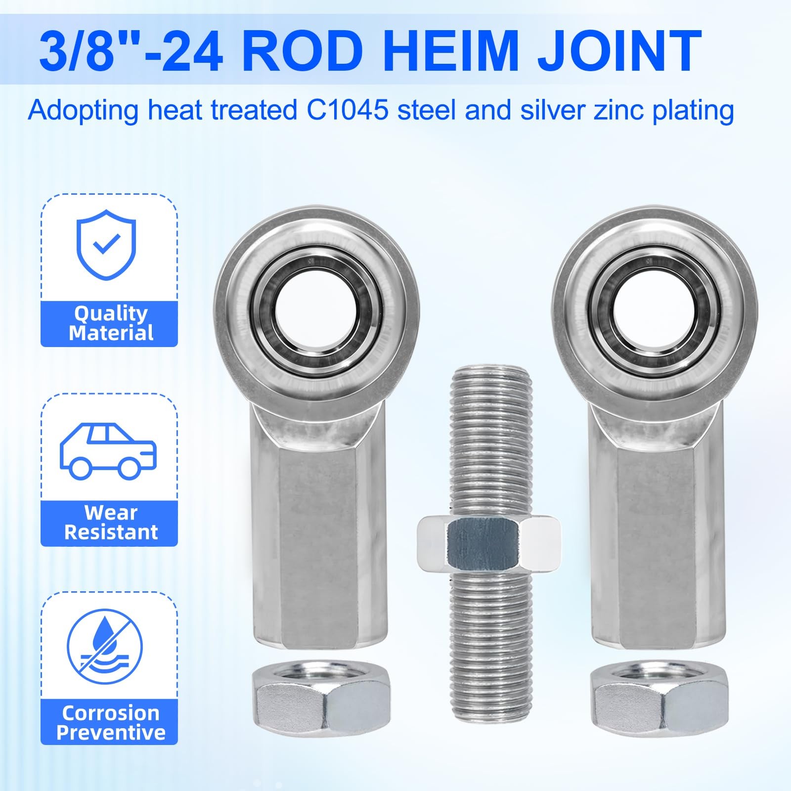 Adjustable 3/8″24 Thread Turnbuckle 3/8″ Bore Female Rod End Bearing