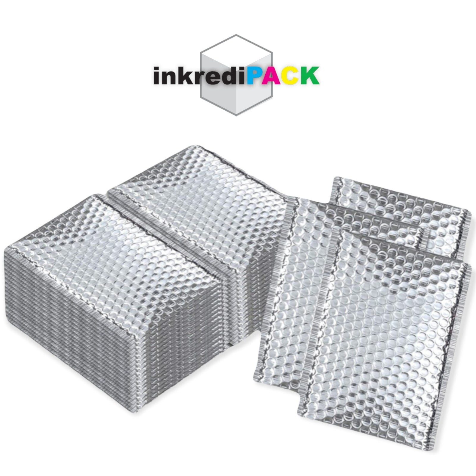 InkrediPack™ 4X8 #000 – 50 Pack – Metallic Bubble Mailers (Usable Size: 4X7)