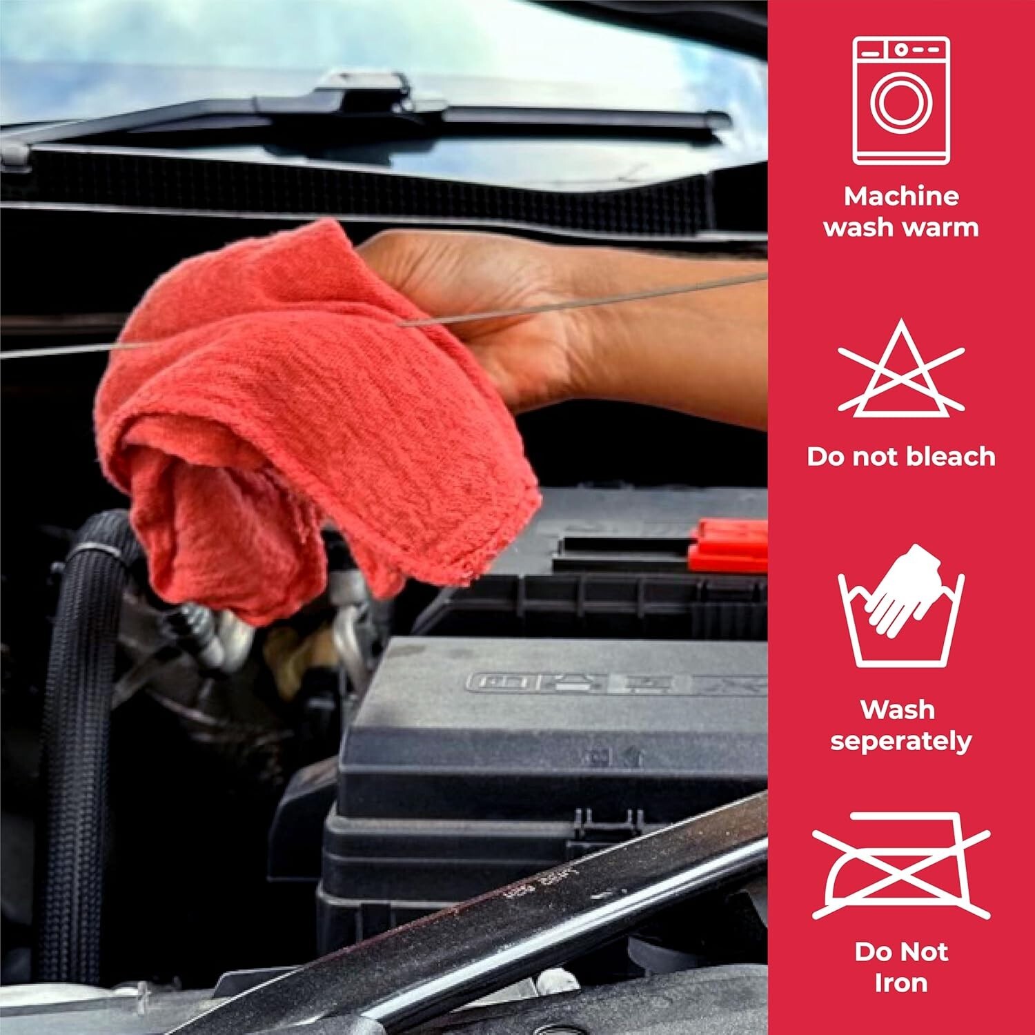 500 Pieces Red Shop Towels Large 15×14 Cleaning Rags, Fast Free Shipping
