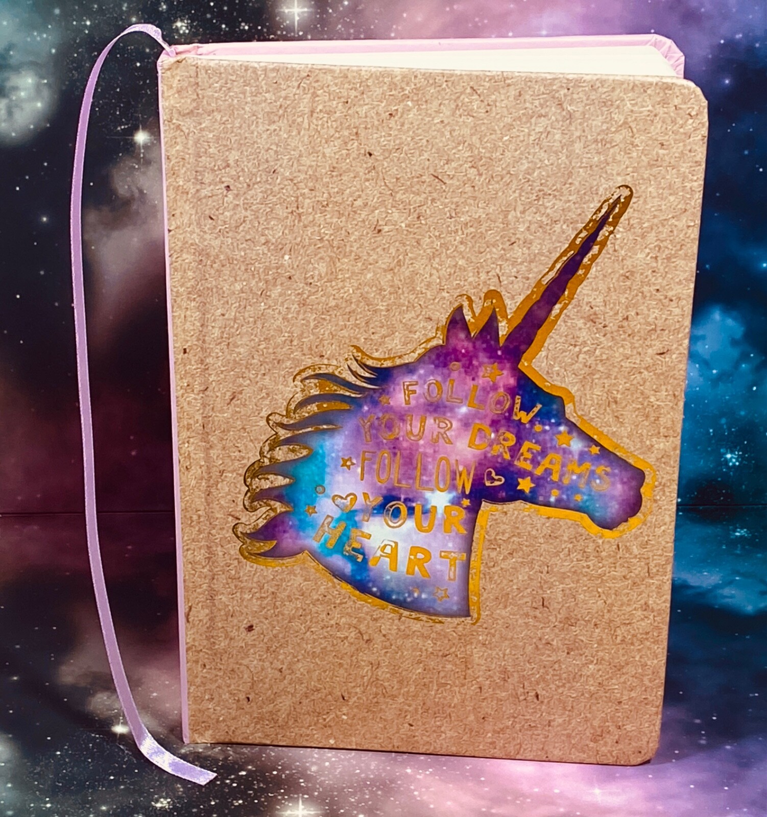 Unicorn Notebook Diary Journal Lined Pages Satin Bookmark Office Work School n