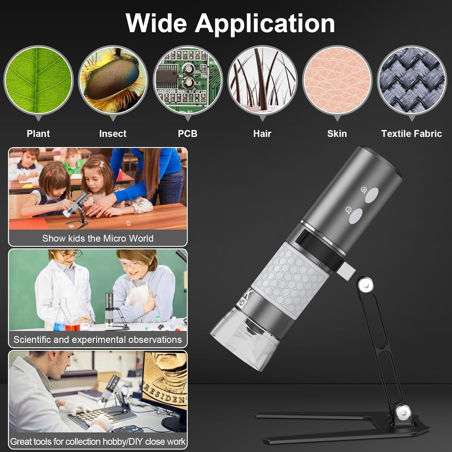 Portable 4K HD Digital Microscope – Wi-Fi Enabled for PC and Smartphone Use