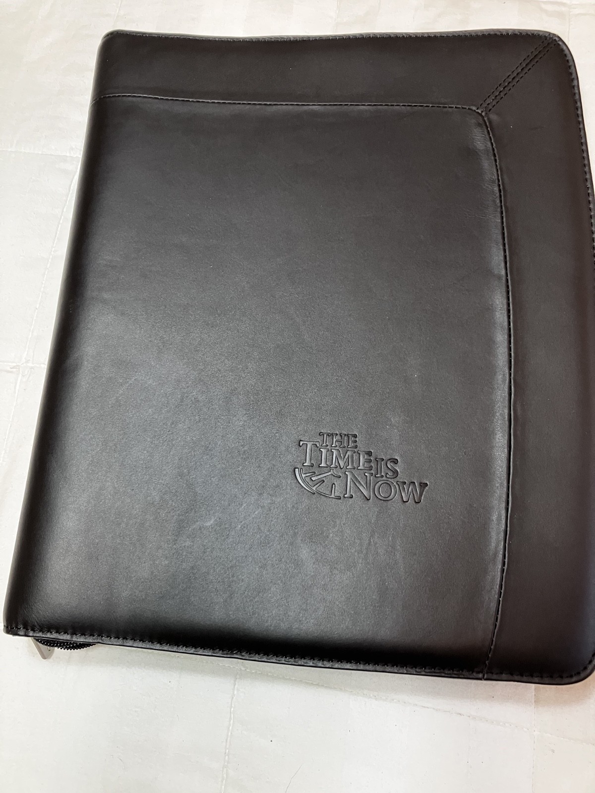 LEEDS Business portfolio notebook/organizer ZIPPERED /Genuine Leather (Time Sys)
