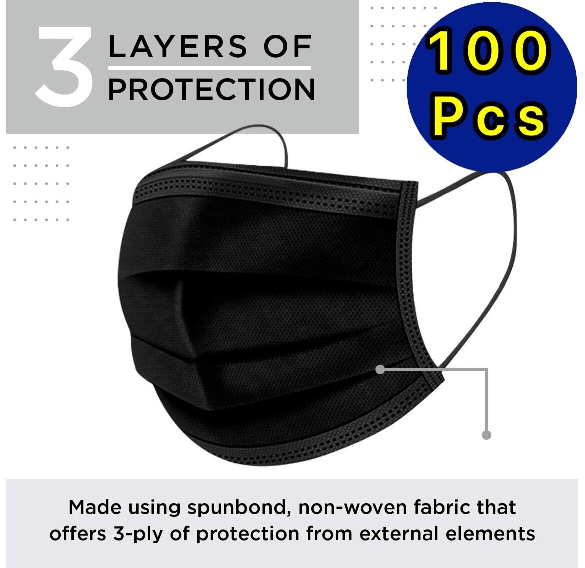 100 / 50 PCS Black Face Mask Mouth & Nose Protector Respirator Masks with Filter