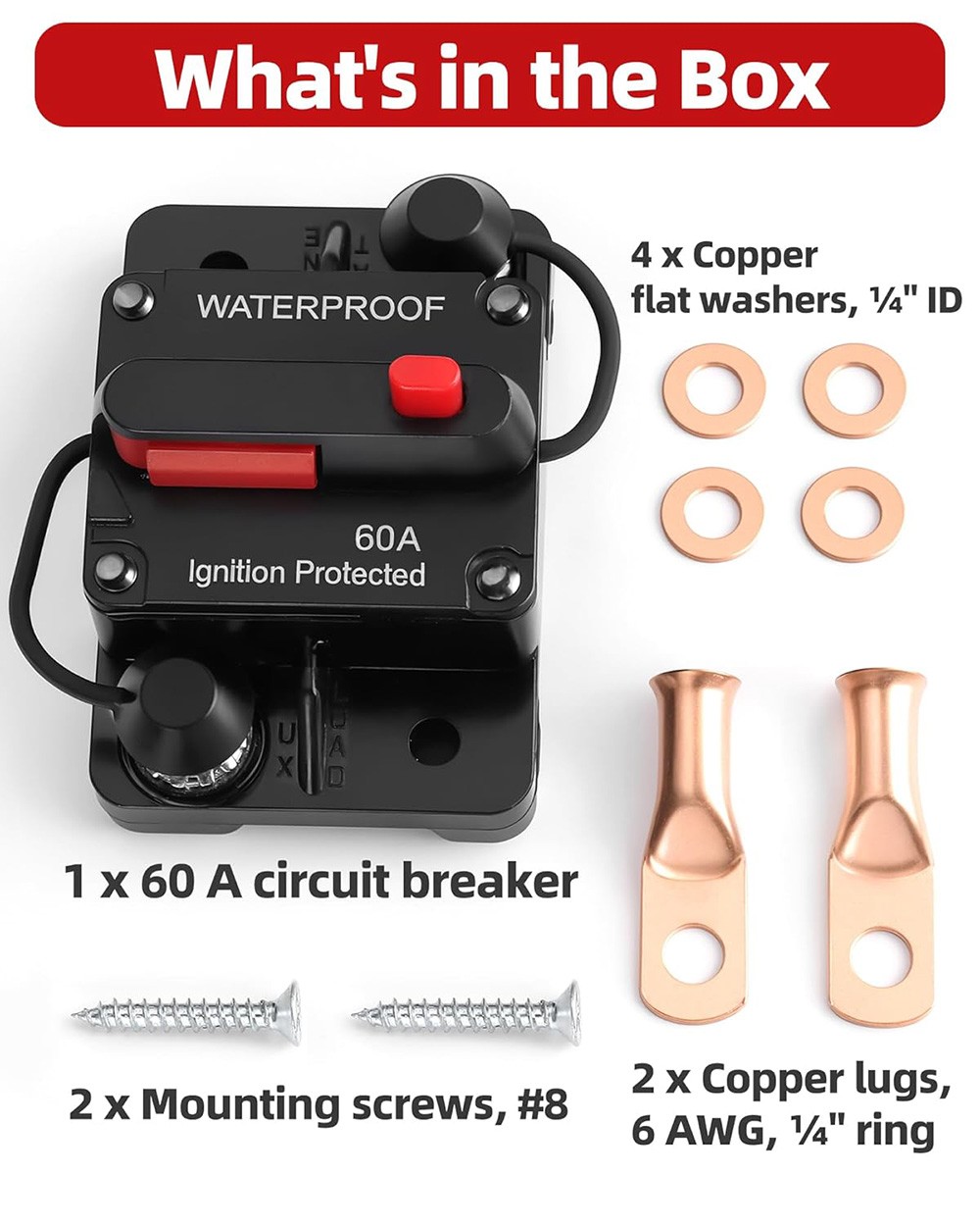 12V-48V Fuse Holder Automotive Marine Trolling Motor Solar Panel Circuit Breaker