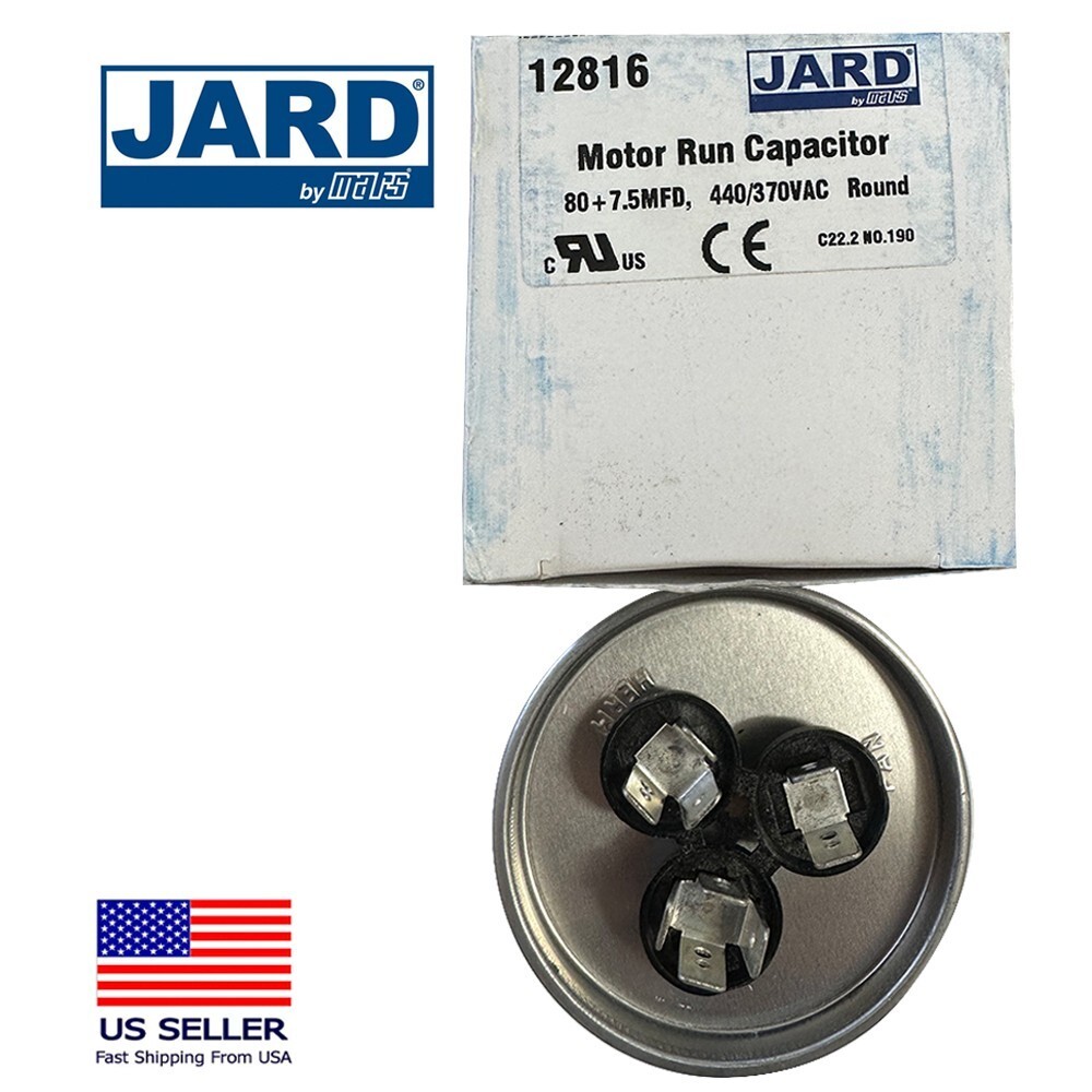 Mars JARD Motor Run Capacitor, 80/7.5 MFD, Dual Section 440/370 V Round 12816