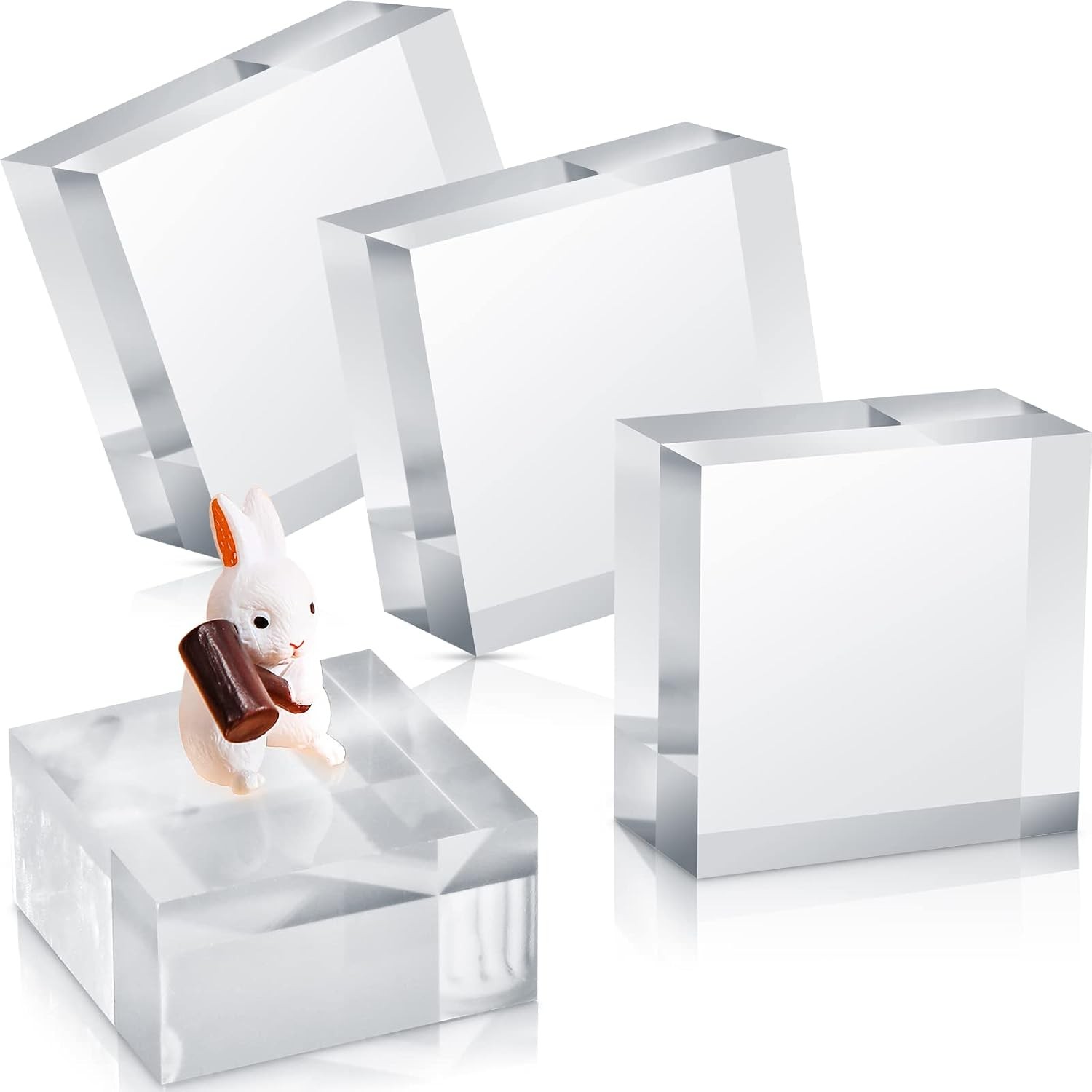 Vicenpal 4 Pieces Acrylic Square Display Block 2 x 1 Inches Clear clear