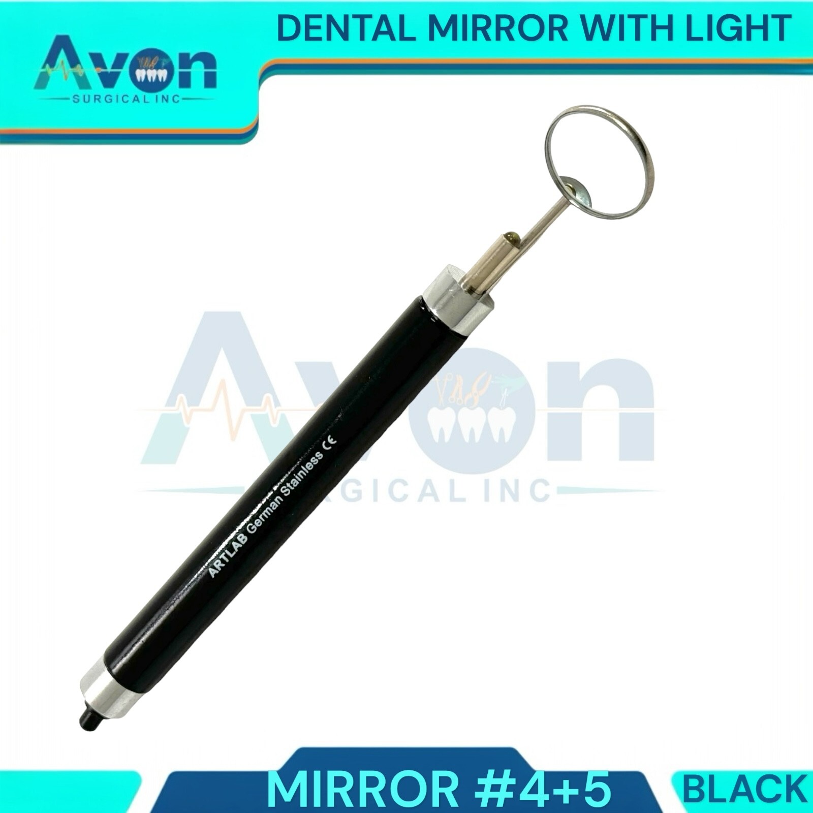 Set of 5 Multi-Color Mouth Mirrors with Light & Mirror #4 + #5, Oral Hygiene