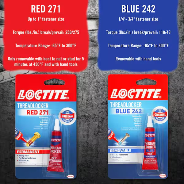 Loctite Nut & Bolt Threadlocker Red 271 Permanent Heavy Duty Adhesive, 6 ml