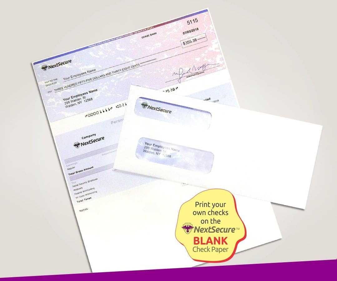 – Blank Check Stock for Laser/Ink-Jet, 8-1/2 X 11″ 24# Lb, 500 Sheets per Pack (