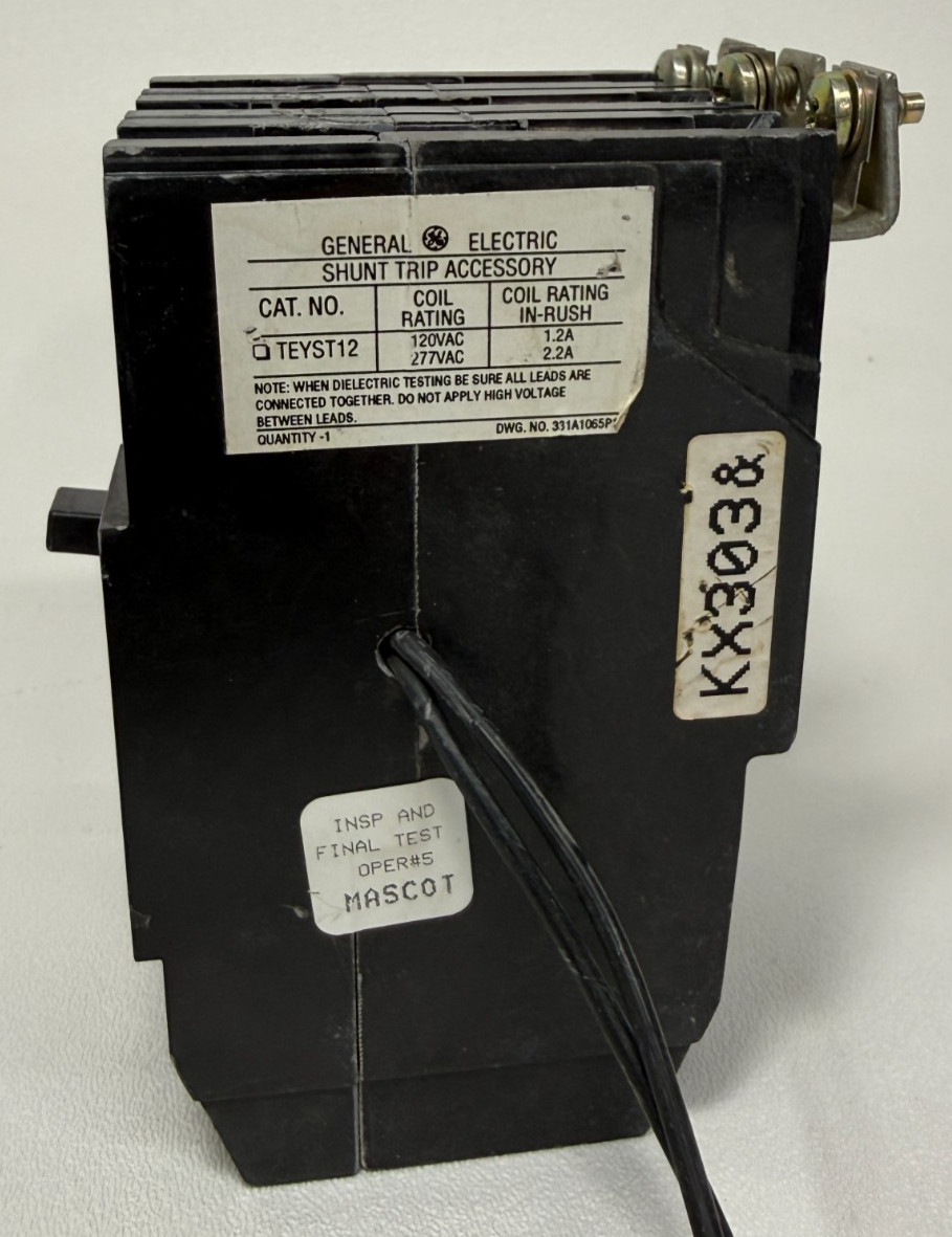 GE TEY340ST12 40Amp 3Pole 480/277VAC 14kA Bolt-On Circuit Breaker TEYST12 Shunt