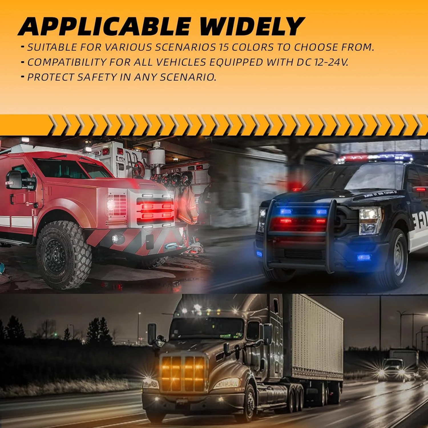 8PCS Ultra Slim LED Strobe Lights Amber White Warning Flashing Kit for Trucks