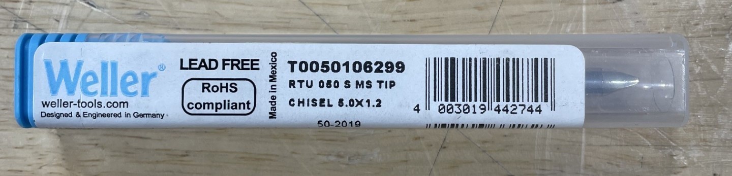 Weller RTU050SMS RT Ultra Tip, Chisel, 5.0 mm x 1.2 mm, MIL-SPEC (T0050106299)