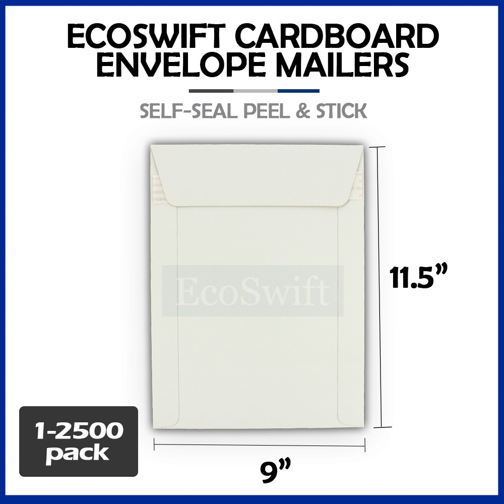 1-2500 9 x 11.5 “EcoSwift” Self Seal Photo Ship Flats Cardboard Envelope Mailers