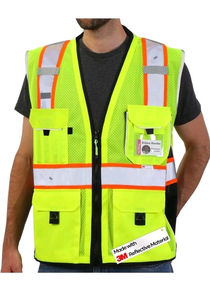 FX SAFETY VEST -Class 2 High Visibility Reflective Yellow Safety Vest NPV3Y