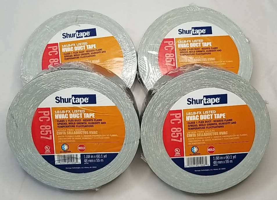 4 Rolls ShurTape PC 857 PC857 Class 1 Flex Duct HVAC Duct Tape 181B-FX