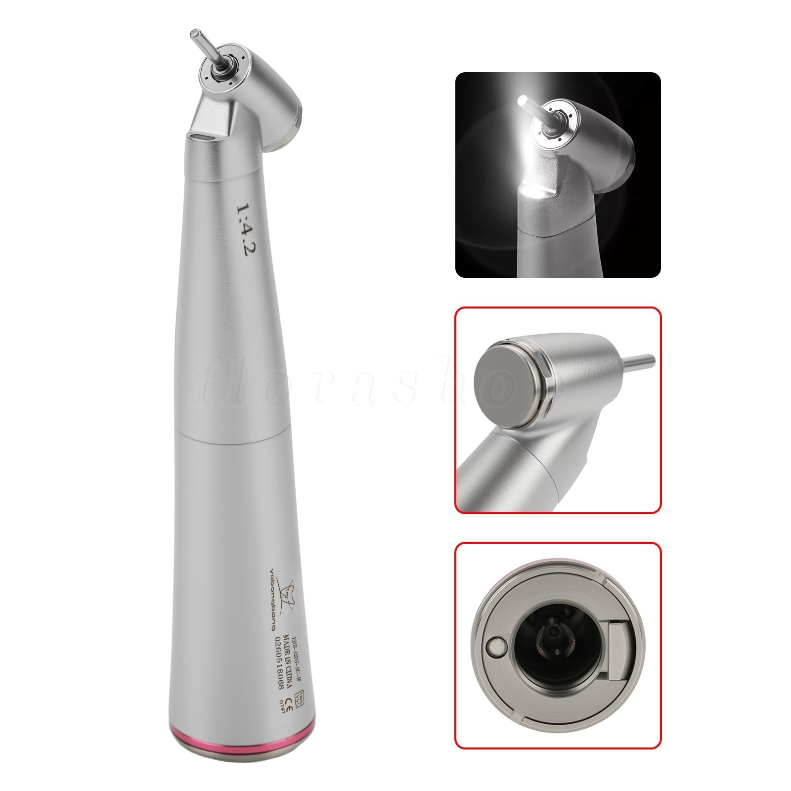 3* Yabangbang Dental 1:4.2 45° LED Handpiece Internal 4 Spray E-Type Connector