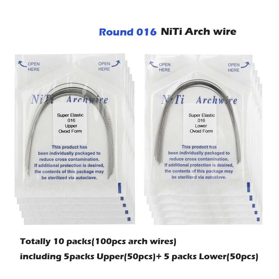 100pcs Dental Orthodontic Arch Wire Super Elastic NiTi Ovoid Natural Form Round