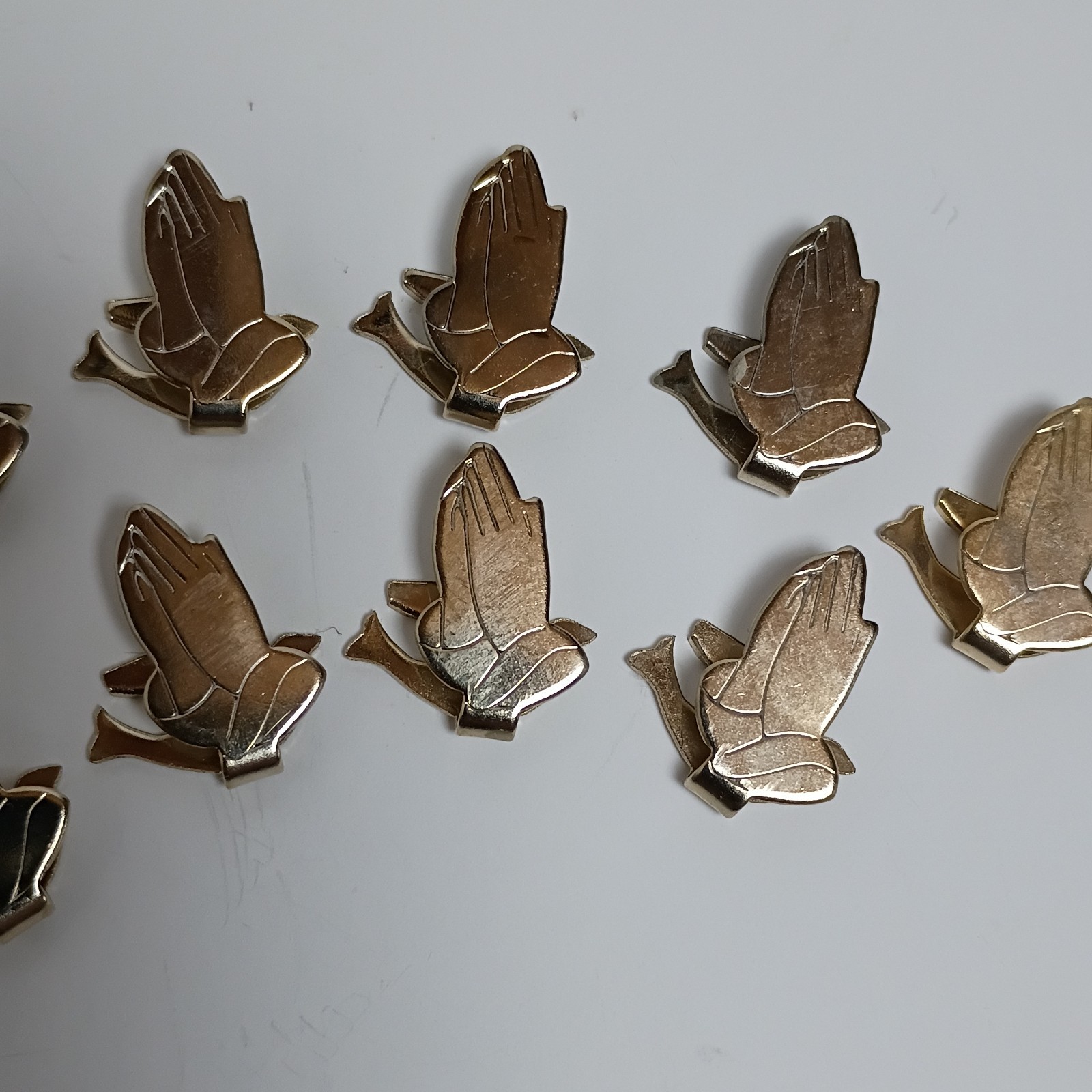 Lot of 10 Vintage Gold Tone Praying Hands Dove Bible Page Marker Bookmark Clips