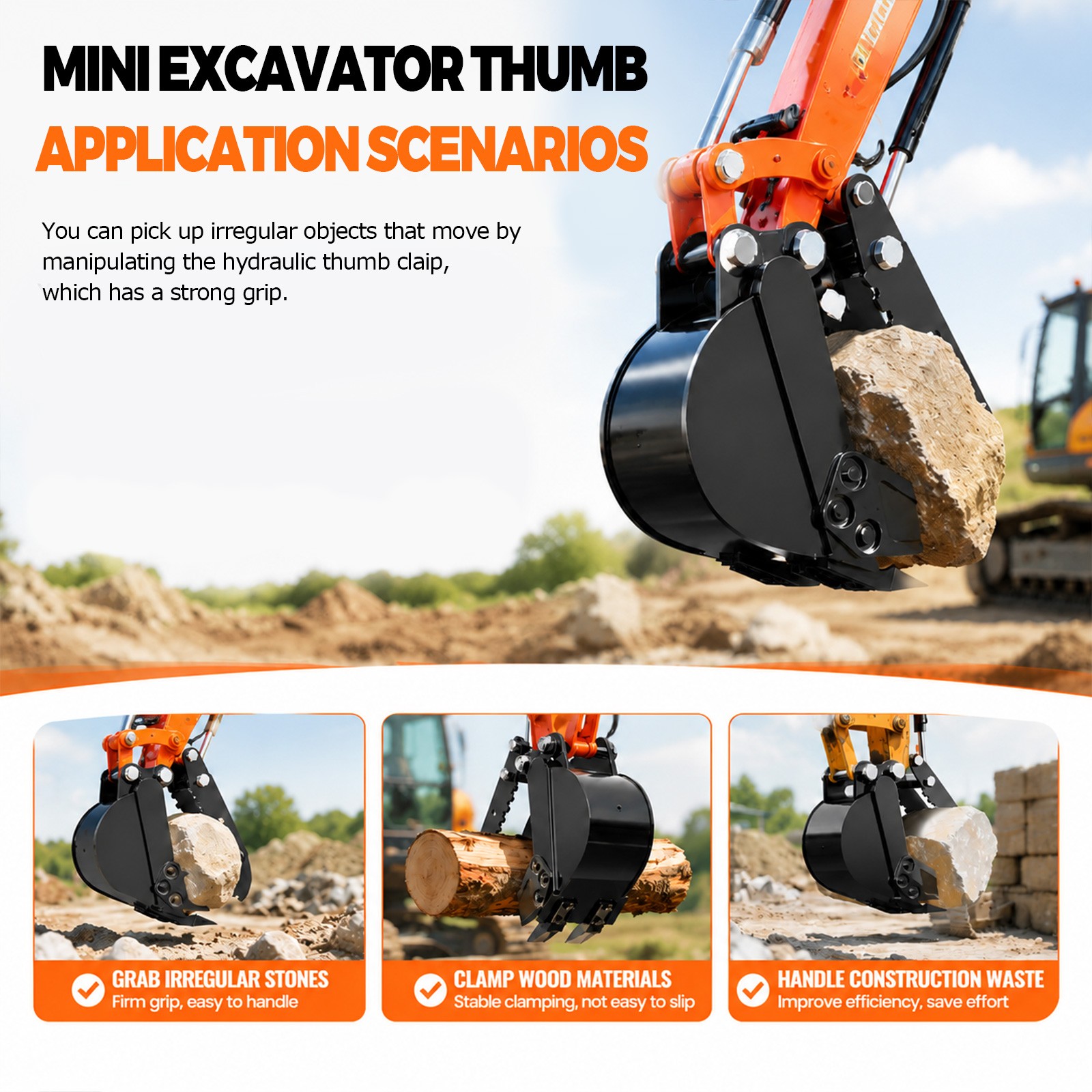 Mini Excavator Thumb Attachment Heavy Duty Heavy Duty Steel Thumb Attachment
