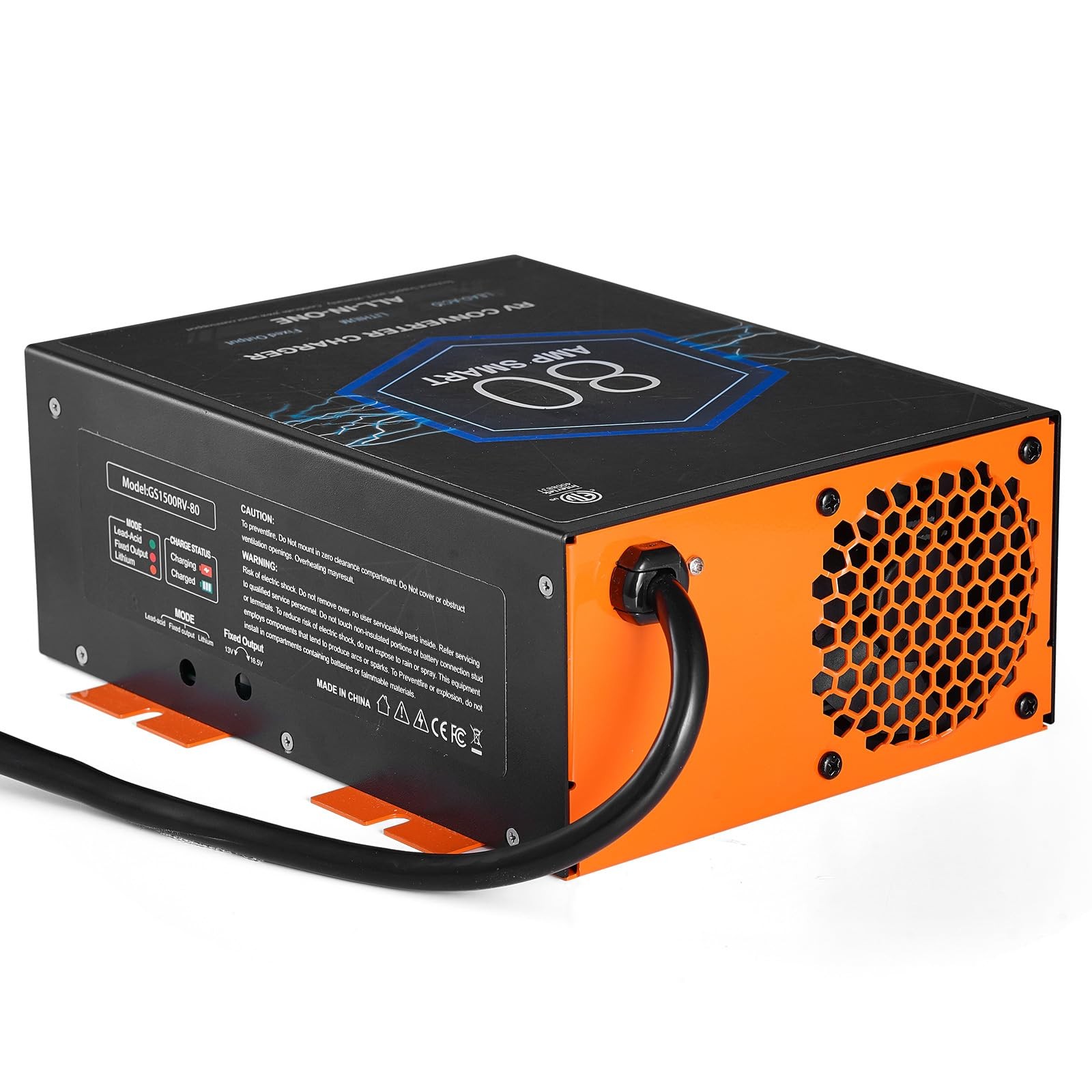 80A RV Converter 110V AC to 12V DC Battery Charger 4-Stage Lithium Lead Acid ETL