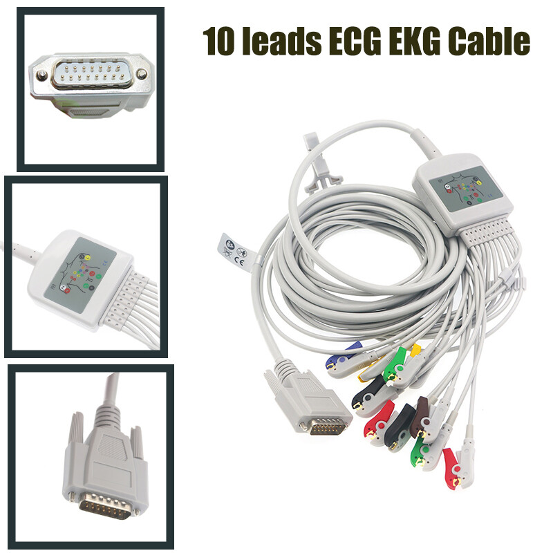 Fit for Nihon Kohden 15 pin 10 Leads Grabber EKG Cardiofax ECG-1250A, ECG-9620