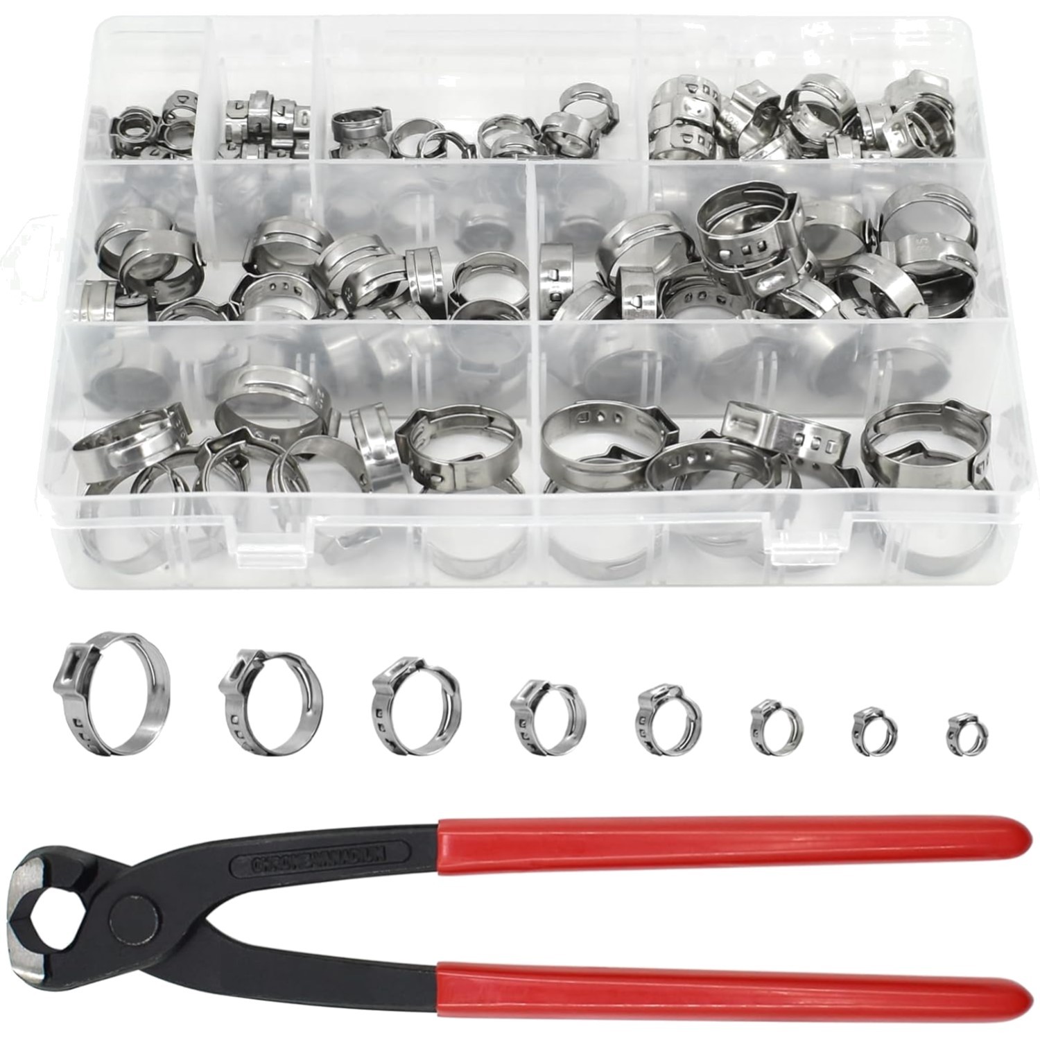130Pc Heavy Duty PEX Clamp Assortment Kit With Pliers 6 23.5Mm