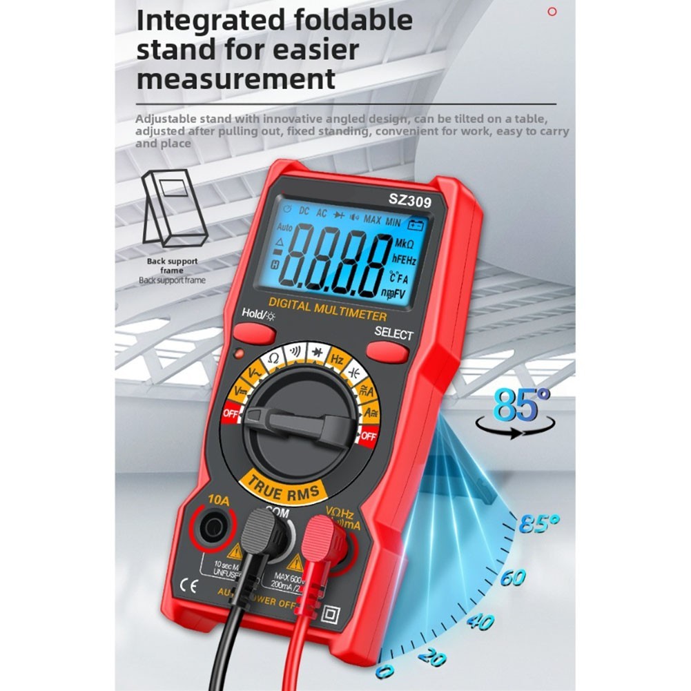 Digital Multimeter with Backlight and Auto Power Off for AC DC Voltage Current