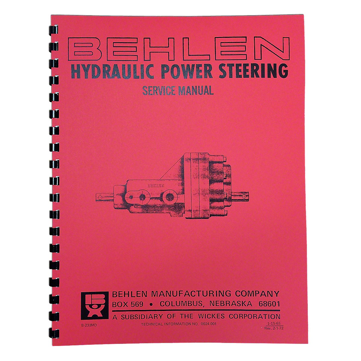 Behlen Power Steering Service & Parts Manual Reprint For Tractors |