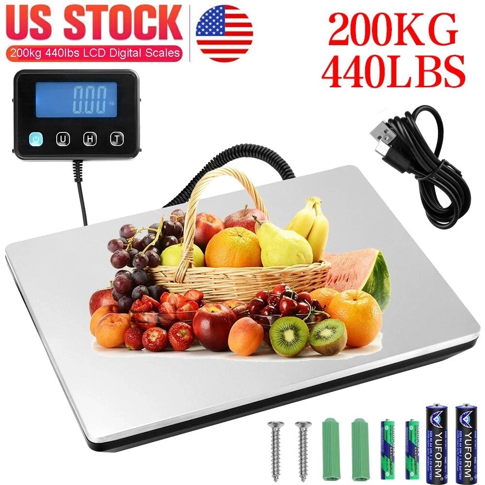 200kg 440lbs LCD Digital Postal Parcel Scales Platform Postage Shipping Weighing