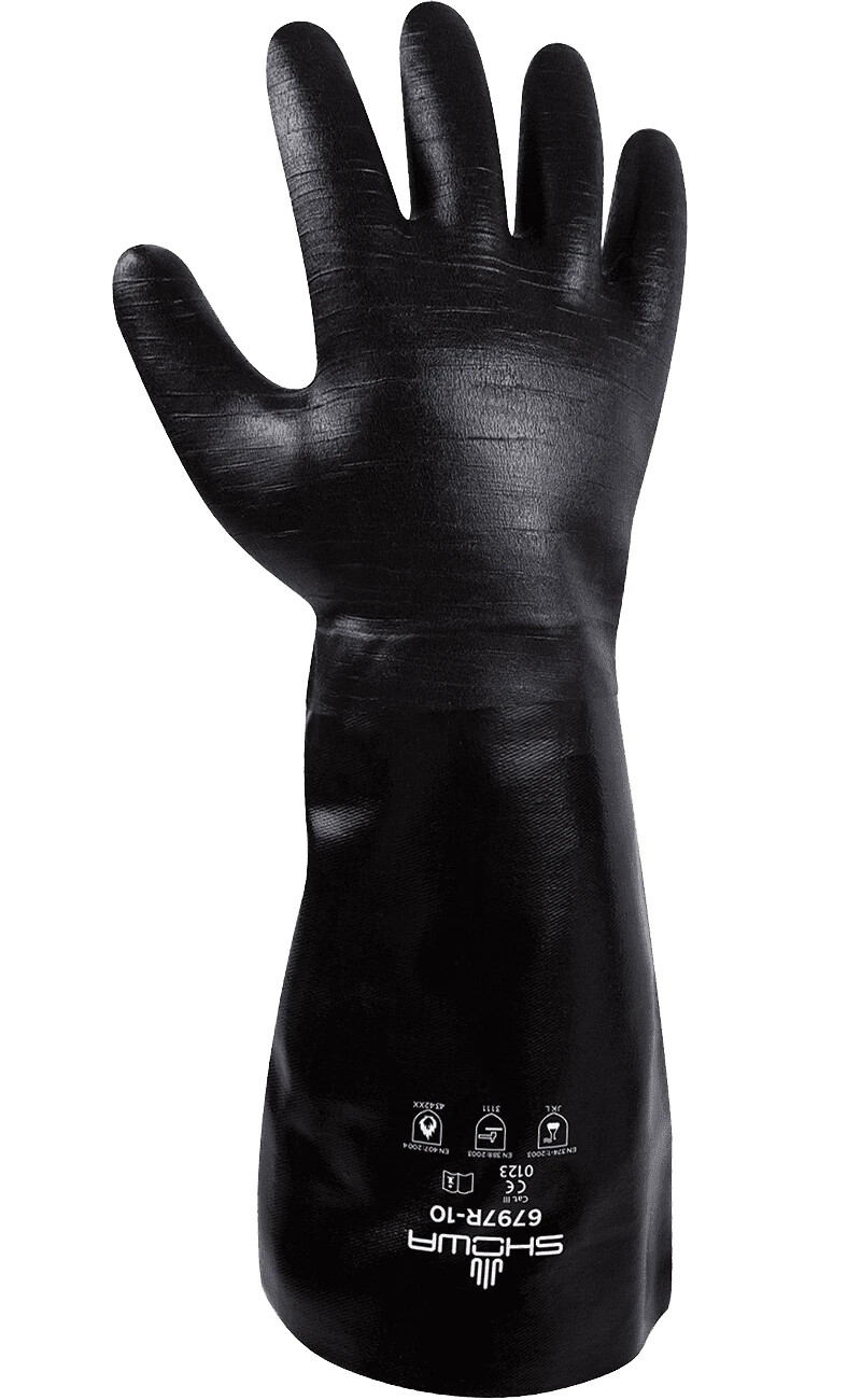 Showa 6797R 10 Men’s Large Elbow Length Coated Neoprene Glove Rough Grip 1 Dz