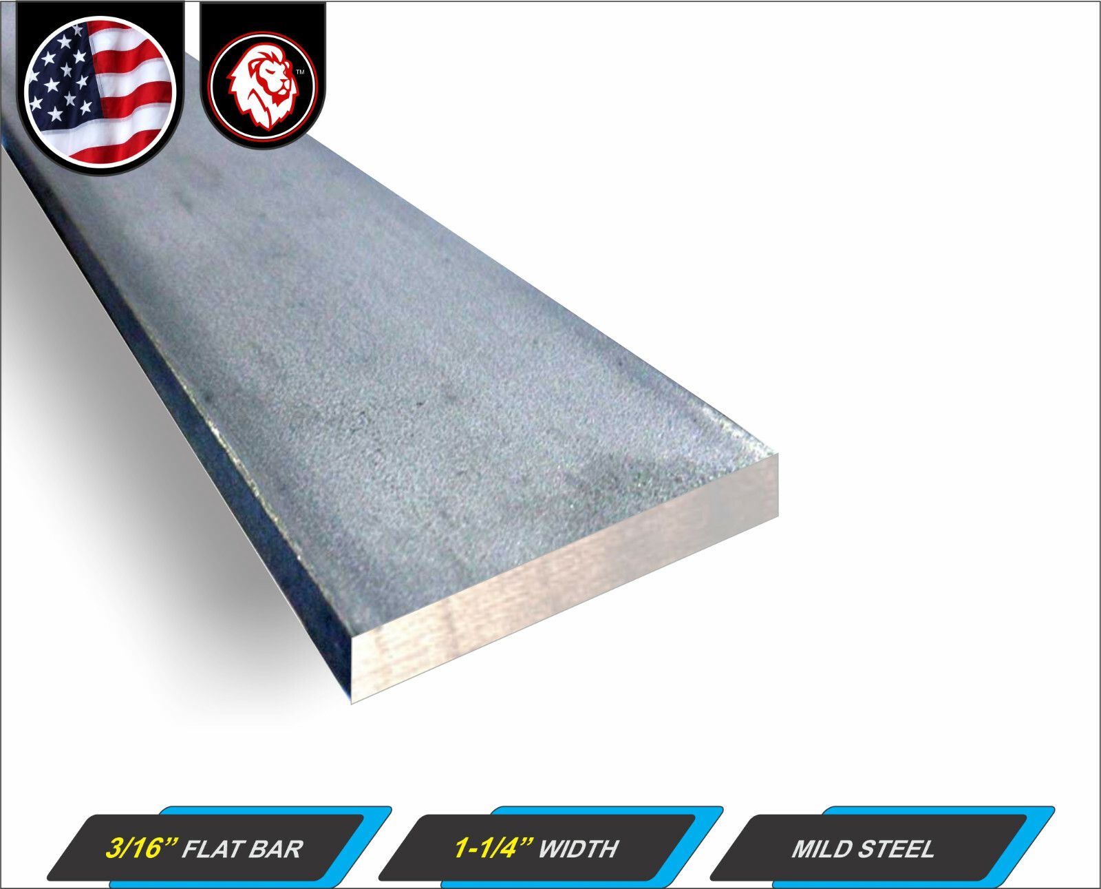 3/16″ x 1-1/4″ Metal Flat Bar – Mild Steel – Flat Metal Stock – 12″ Long (1-ft)