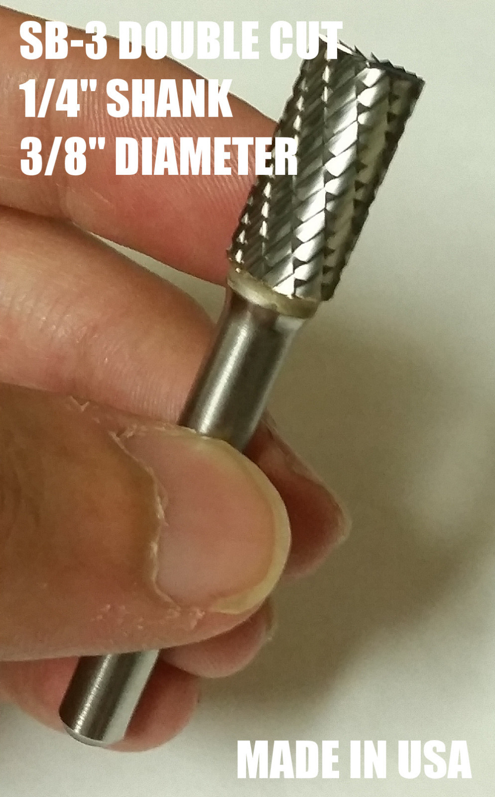 SB3D Cylindrical Cut Tungsten Carbide Burr Bur Cutting Tool Die Grinder Bit 1/4″