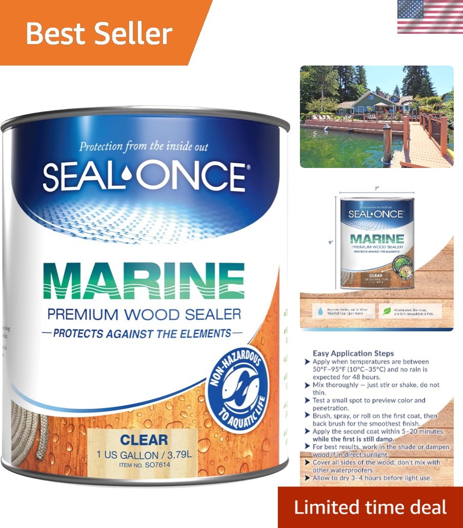Fast-Drying 1 Gallon Wood Sealer & Stain | Waterproof for High-Moisture Areas