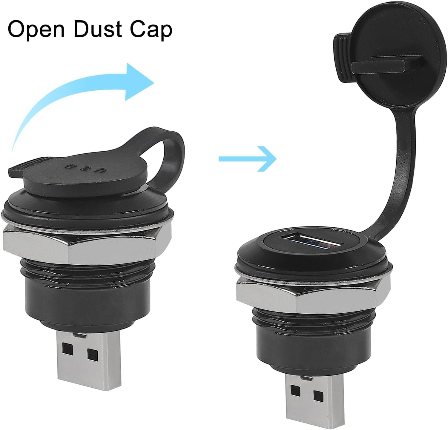 2 PCS USB 3.0 Panel Mount Coupler Waterproof Male To Female Conversion Cap
