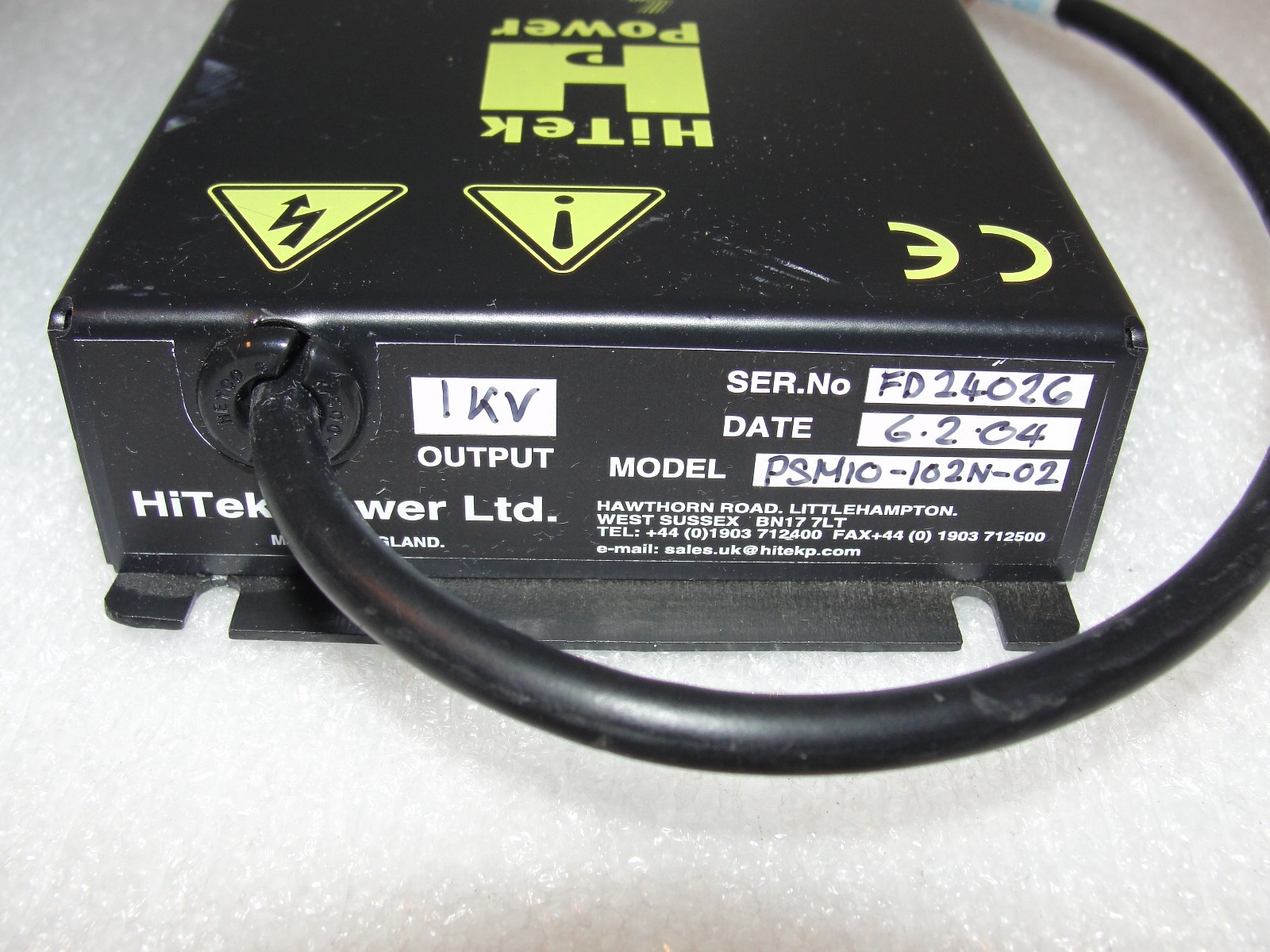 HiTek Power PSM10 HIVOLT Model: PSM10-102N-02 Power Supply