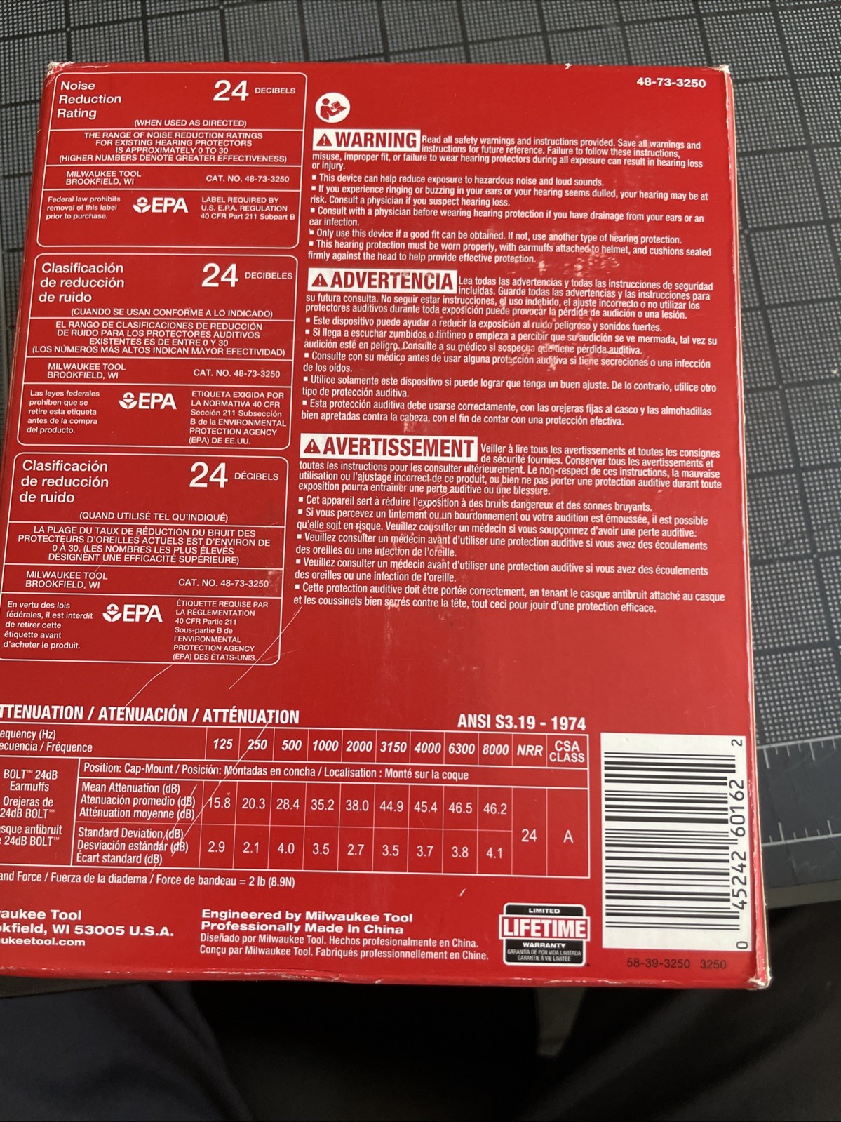 Milwaukee BOLT 24dB EarMuffs – 24dB NRR – Class A – 48-73-3250 (Brand New)