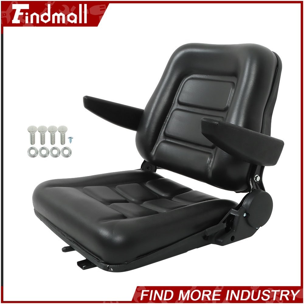 Findmall Universal Forklift Seat Tractor Seat Adjustable Back Seatbelt Armrests