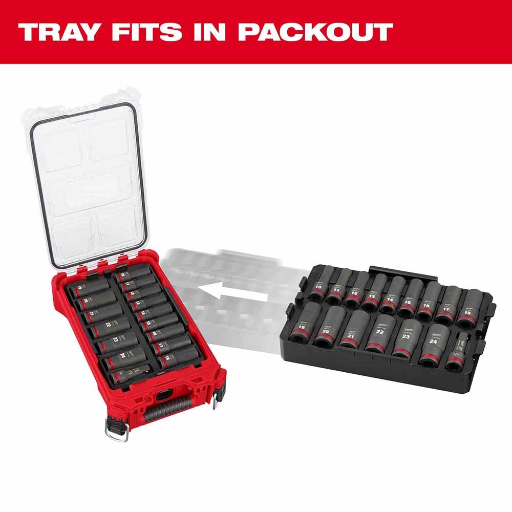 Milwaukee 49-66-6818 Shockwave Impact Duty Socket 1/2″ Drive 16-PC MM Tray Set