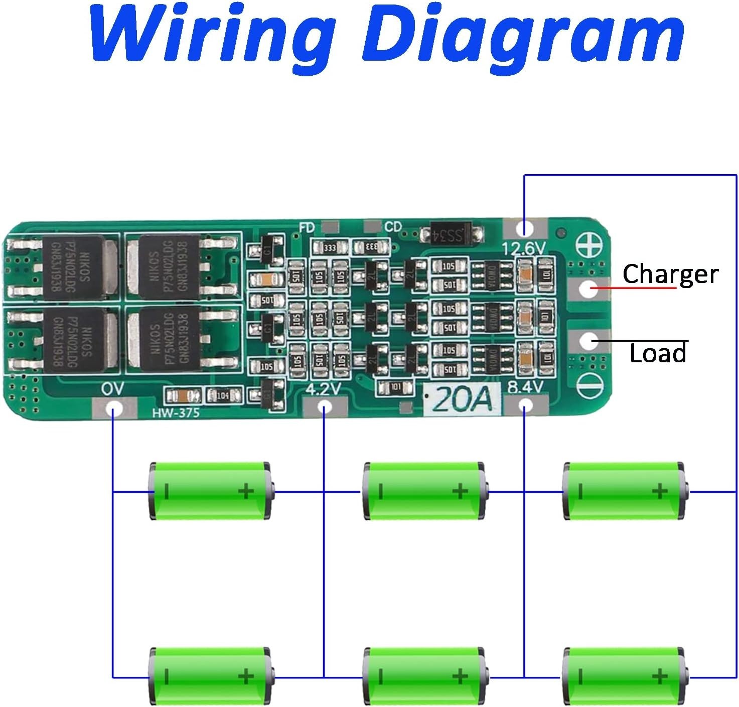 6Pcs 3S 20A BMS 18650 Li-Ion Lithium Battery Charger Module BMS Protection Board