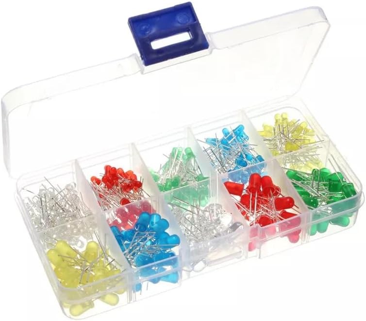 5mm 3mm LED Light Kit 300Pcs Assortment Yellow White Blue Red Green with Case