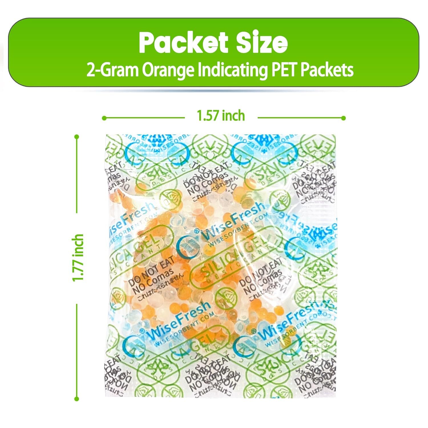 2 Gram Food Safe Desiccant Pack, Indicating Silica Gel Packet, Moisture Absorber
