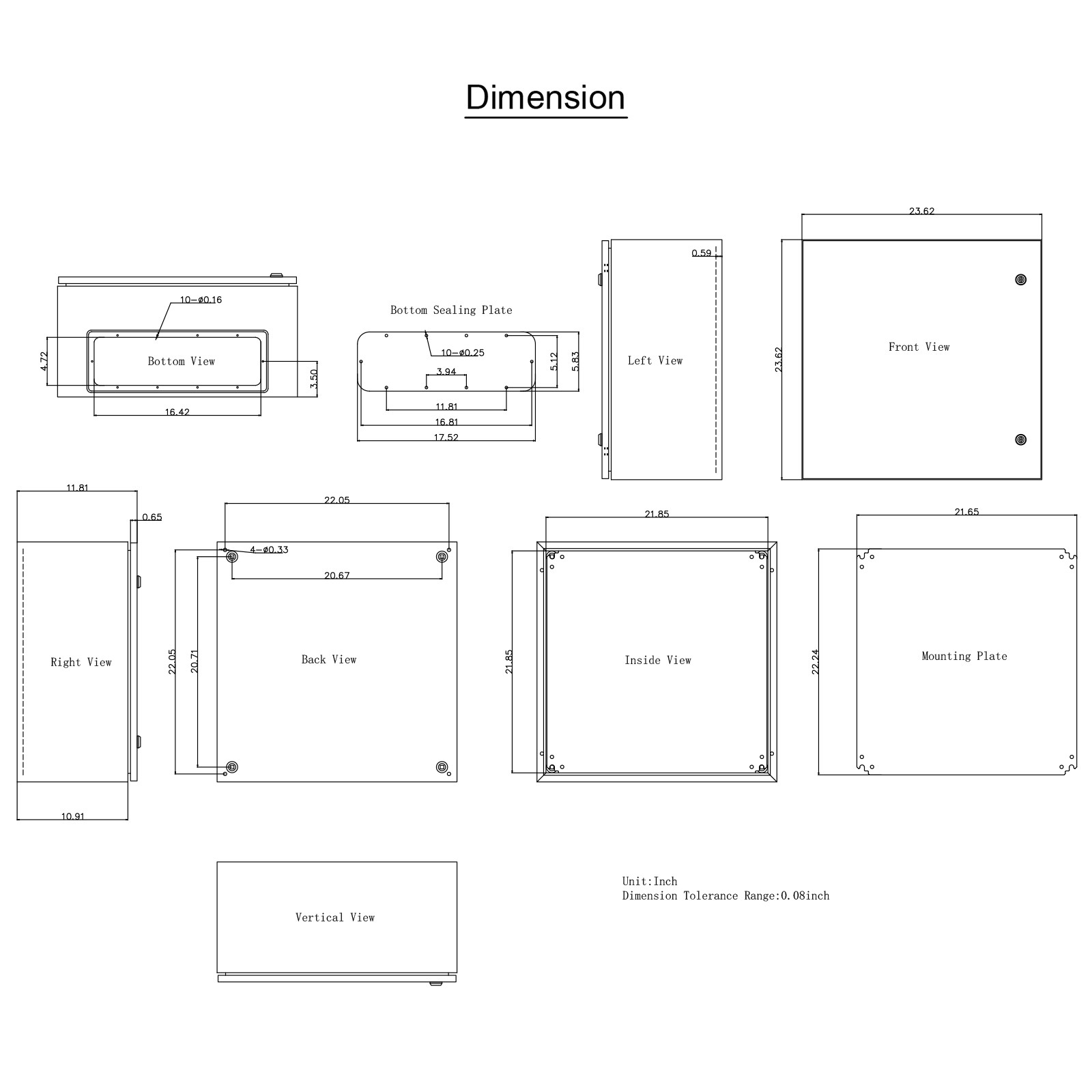 VEVOR Steel Electrical Box Electrical Enclosure Box 24x24x12» Carbon Steel IP65