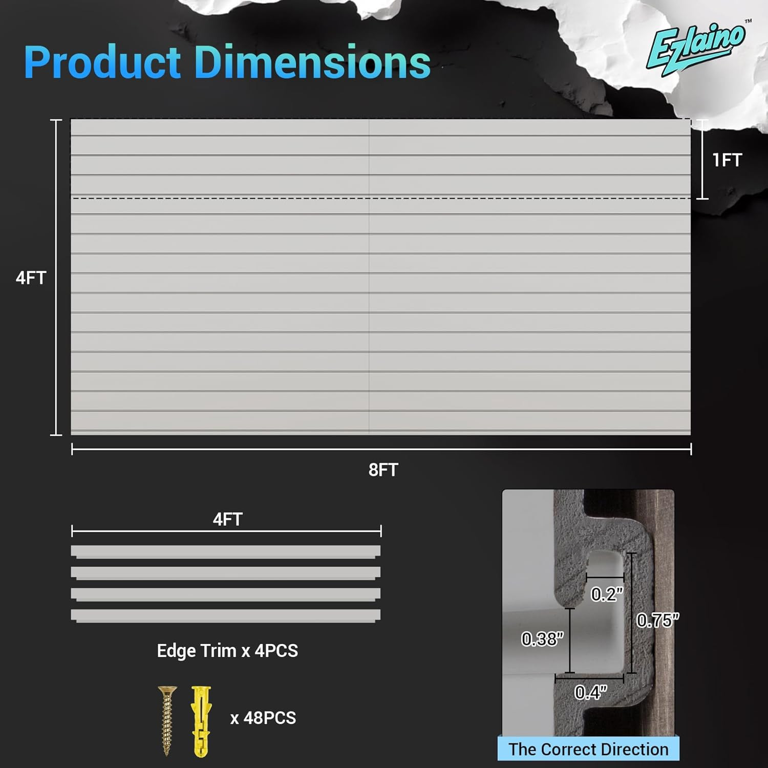 Durable 4×8 Ft PVC Slat Wall Panel – Waterproof, Versatile Storage Solution