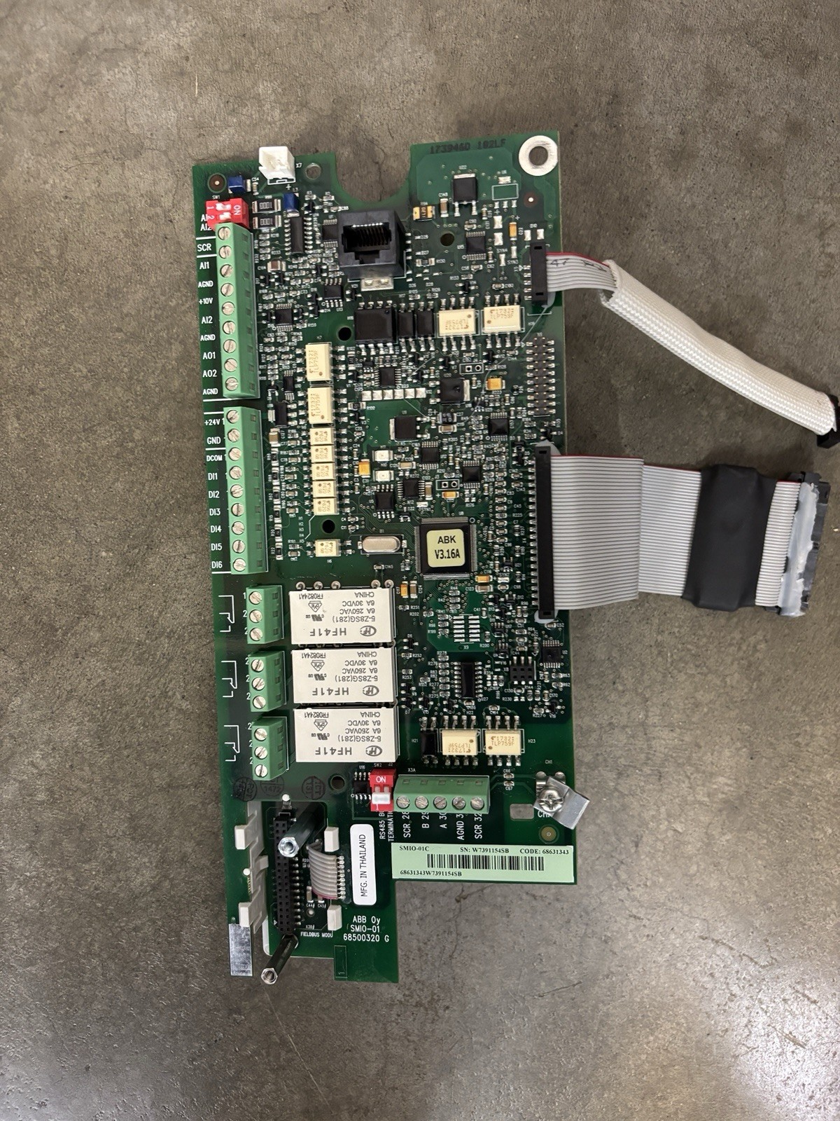 ABB SMIO-01C CPU board for ACS550 VFD. Part number 65800320.