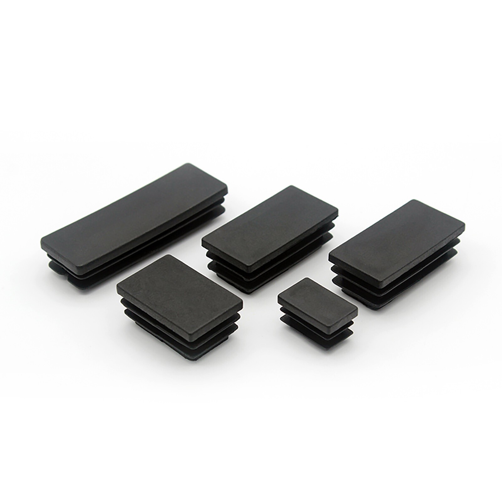 Rectangular Plastic End Caps Ribbed Plugs Blanking Inserts Tube Pipe Bungs Black