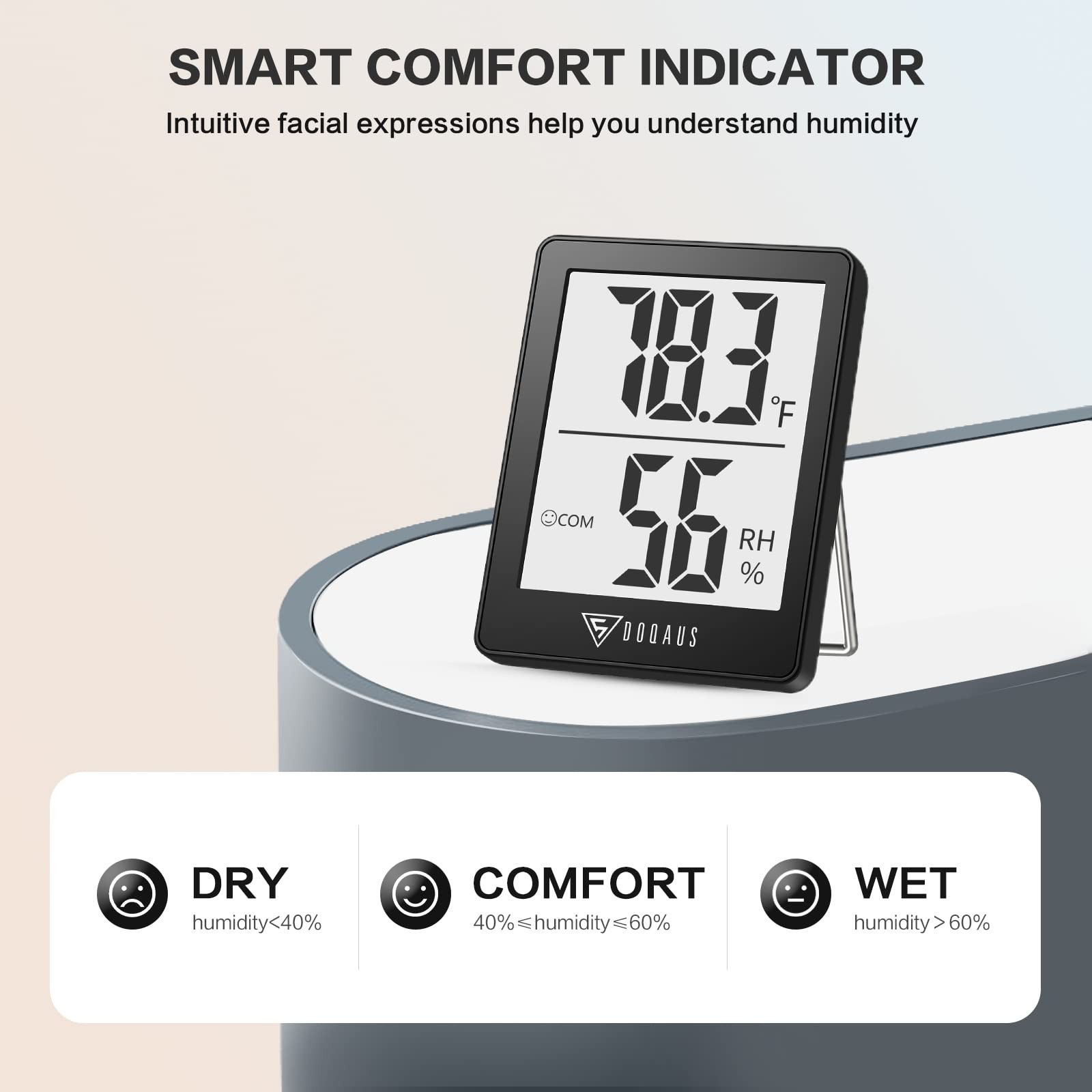 DOQAUS Digital Hygrometer Indoor Thermometer 3 Pack, Room 3 Black