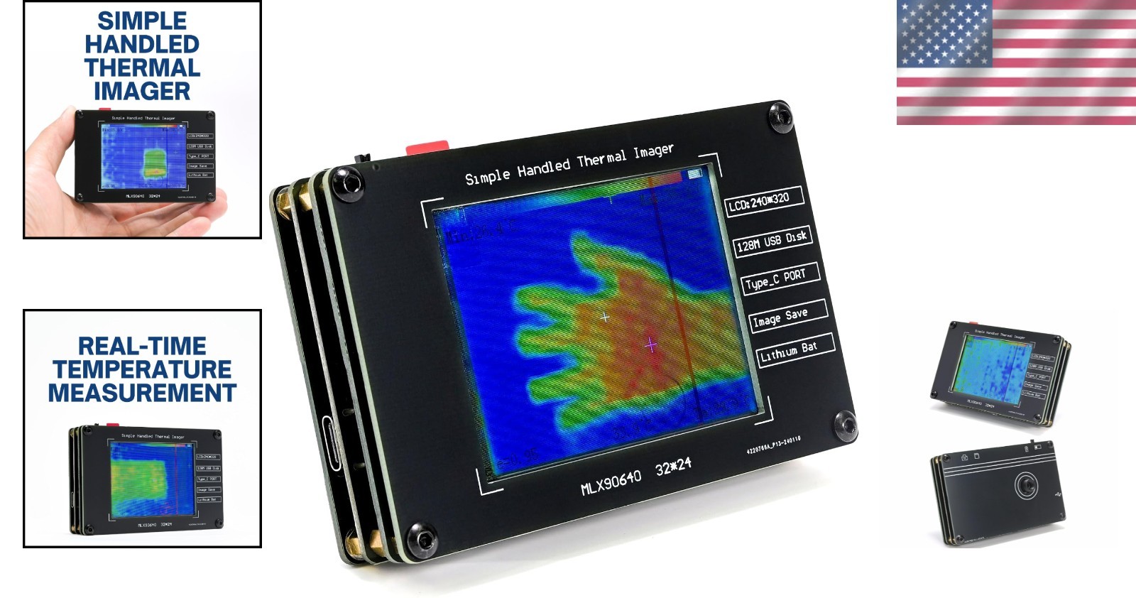 Handheld Thermal Imaging Camera for Non-Contact Temperature Detection & Analysis